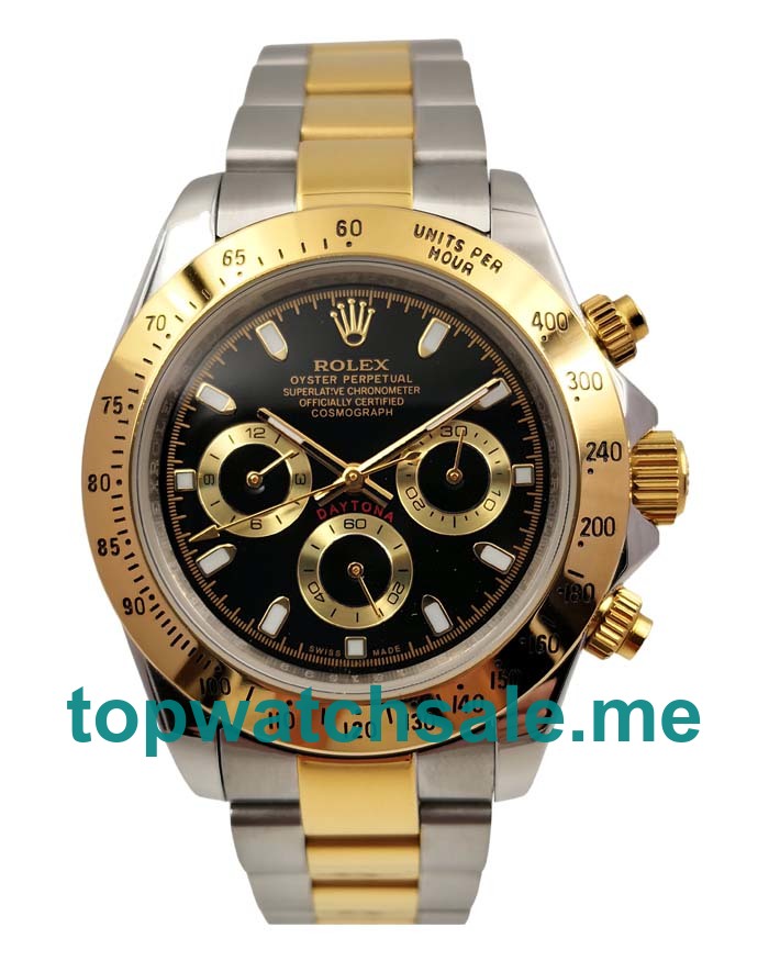 UK Black Dials Steel And Gold Rolex Daytona 116523 Replica Watches