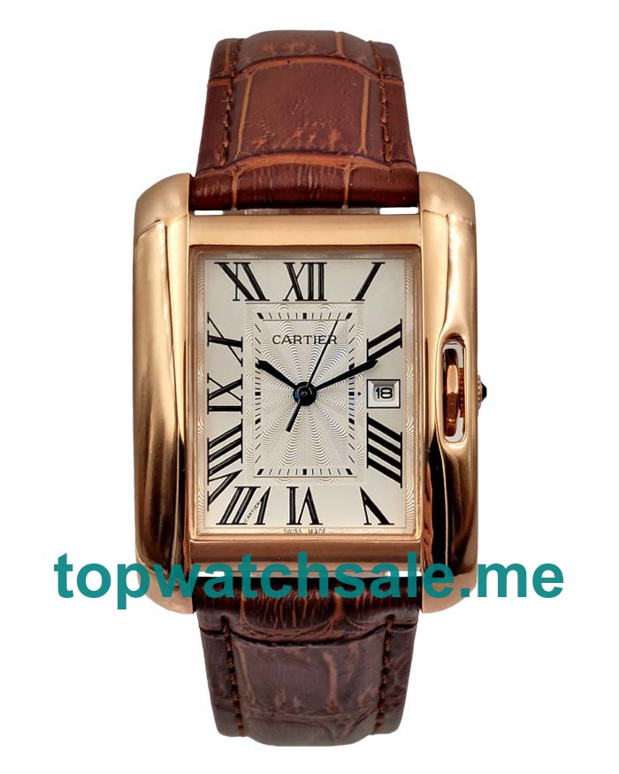 UK Silver Dials Rose Gold Cartier Tank Anglaise W5310004 Replica Watches