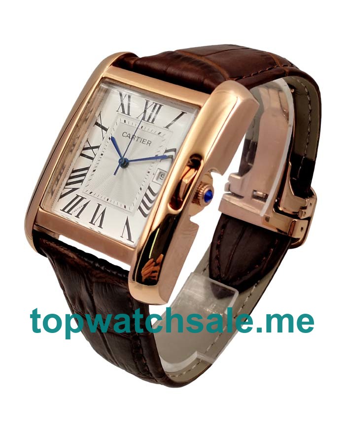 UK Silver Dials Rose Gold Cartier Tank Anglaise W5310004 Replica Watches