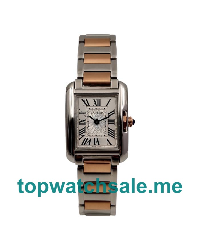 UK Silver Dials Steel And Rose Gold Cartier Tank Anglaise W5310036 Replica Watches