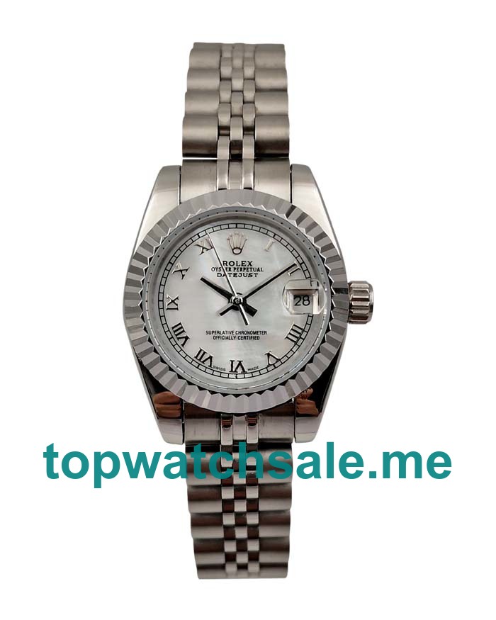 UK White Mother Of Pearl Dials Steel And White Gold Rolex Lady-Datejust 179174 Replica Watches