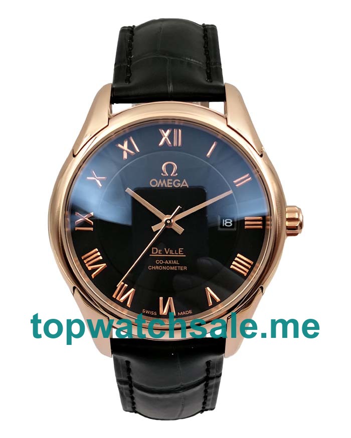 UK Black Dials Rose Gold Omega De Ville Hour Vision 431.53.41.21.13.001 Replica Watches