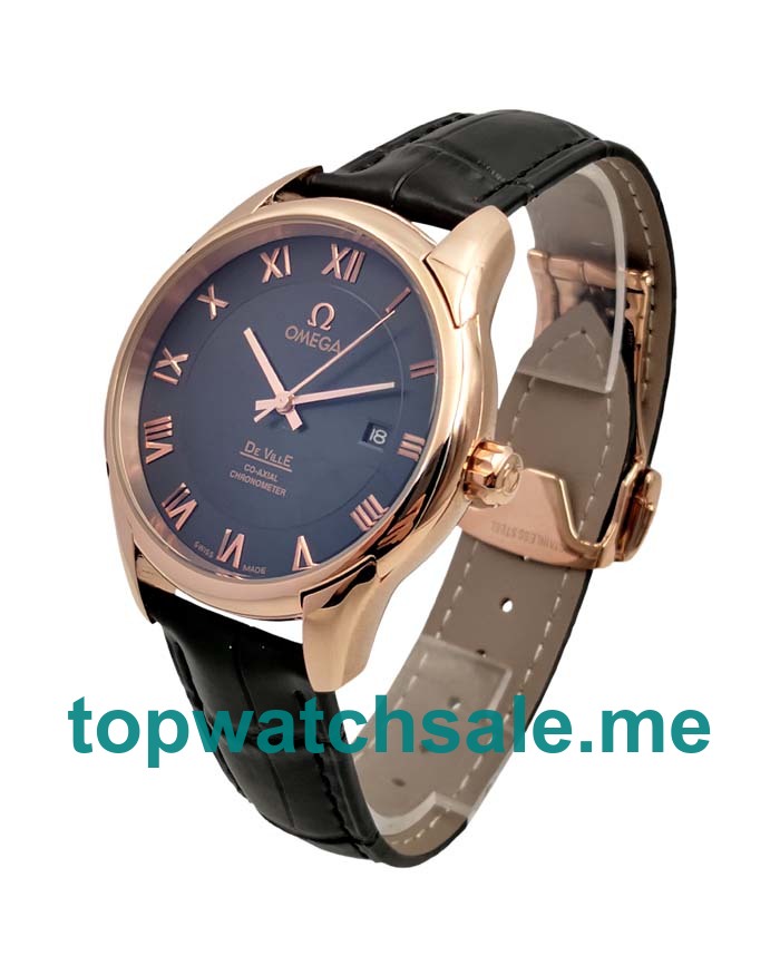 UK Black Dials Rose Gold Omega De Ville Hour Vision 431.53.41.21.13.001 Replica Watches