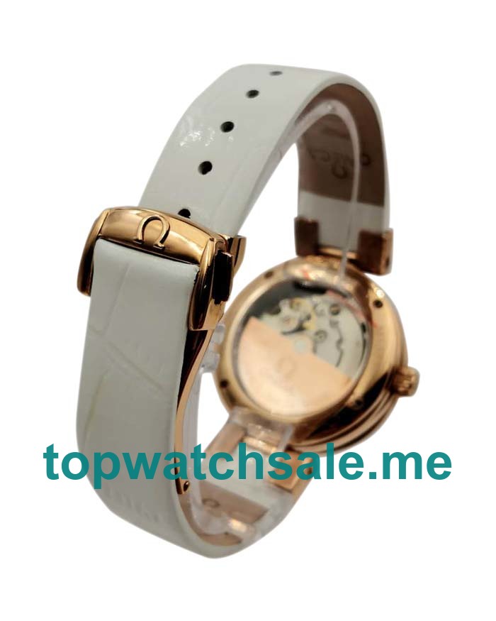 UK White Mother Of Peral Dials Rose Gold Omega De Ville Ladymatic 425.63.34.20.55.001 Replica Watches