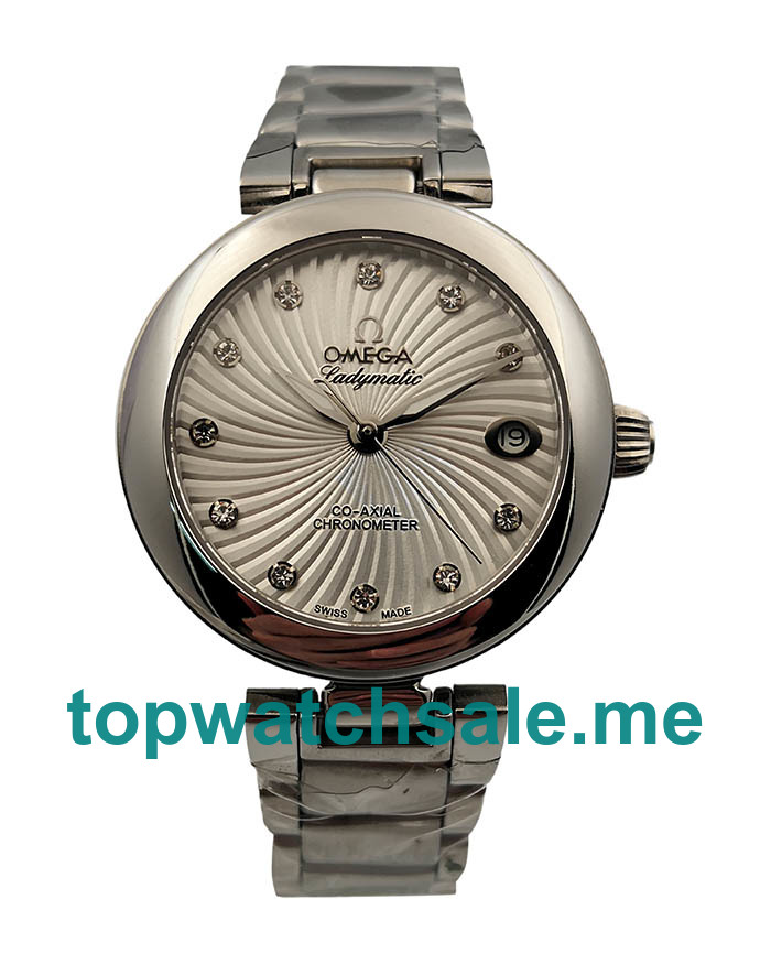 UK White Mother-of-pearl Dials Steel Omega De Ville Ladymatic 425.30.34.20.55.001 Replica Watches