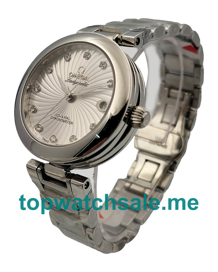 UK White Mother-of-pearl Dials Steel Omega De Ville Ladymatic 425.30.34.20.55.001 Replica Watches