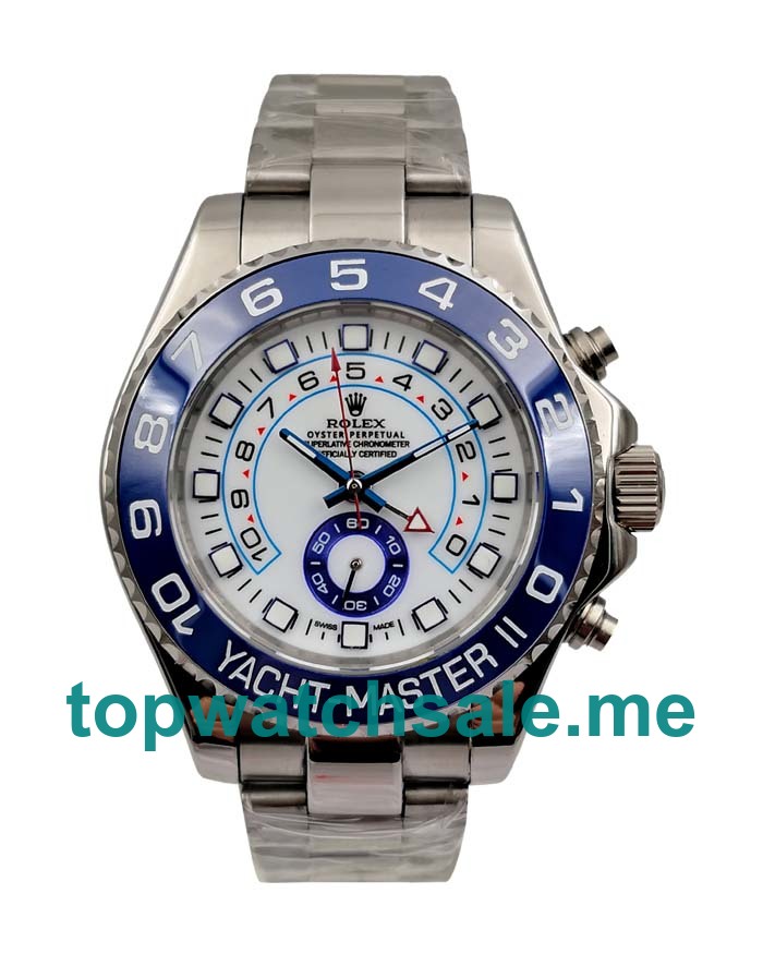 UK Blue Bezels Rolex Yacht-Master II 116680 White Dials Replica Watches