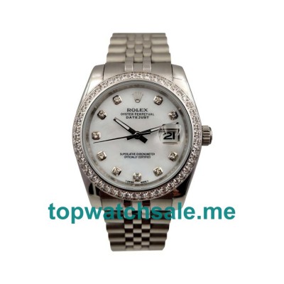 White Mother-of-pearl Dials Fake Rolex Datejust 116244 Watches UK With Diamonds