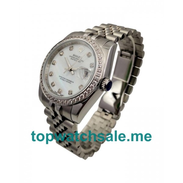 White Mother-of-pearl Dials Fake Rolex Datejust 116244 Watches UK With Diamonds