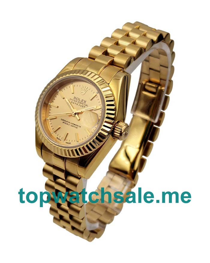 UK Champagne Dials Gold Rolex Lady-Datejust 69178 Replica Watches