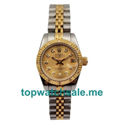 UK Champagne Dials Steel And Gold Rolex Lady-Datejust 179313 Replica Watches