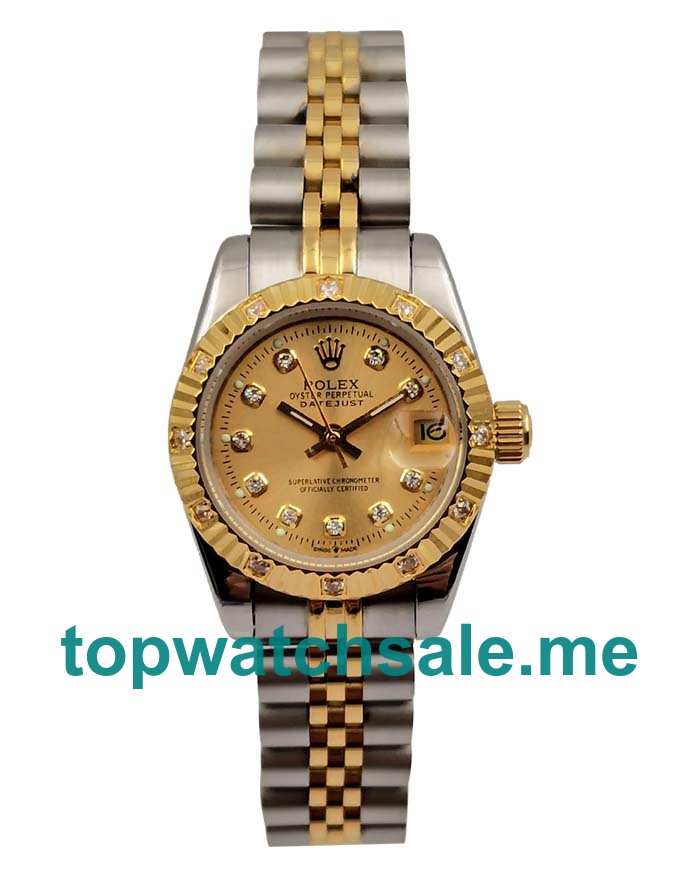 UK Champagne Dials Steel And Gold Rolex Lady-Datejust 179313 Replica Watches