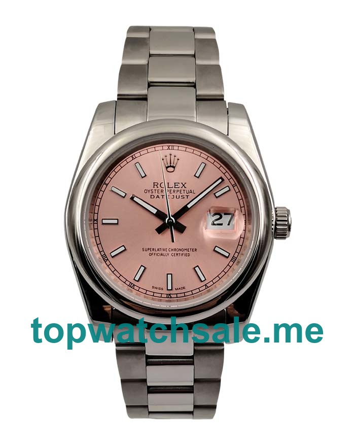 UK Pink Dials Steel Rolex Datejust 116200 Replica Watches