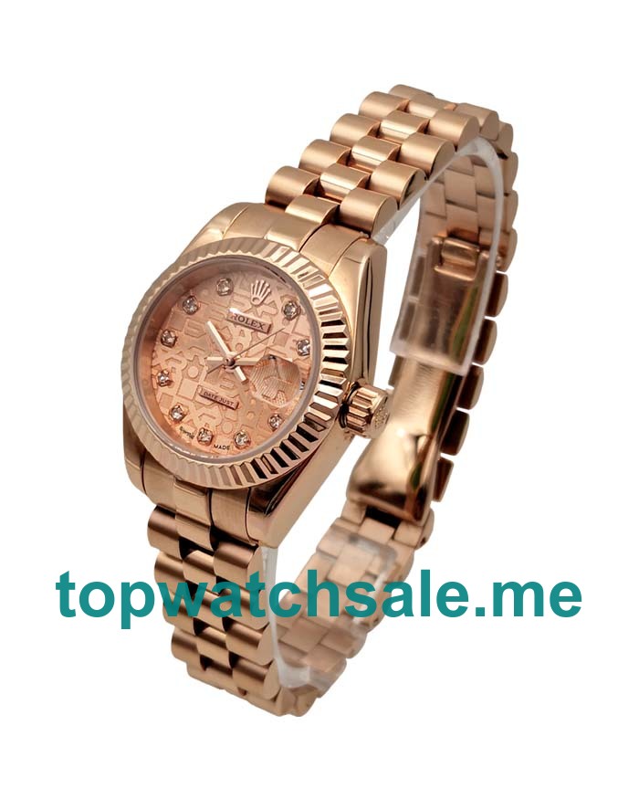 UK Pink Dials Rose Gold Rolex Lady-Datejust 179175 Replica Watches