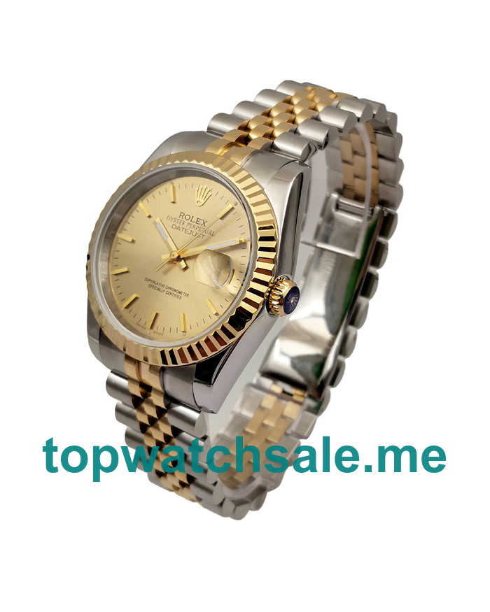 UK Champagne Dials Steel And Gold Rolex Datejust 16233 Replica Watches