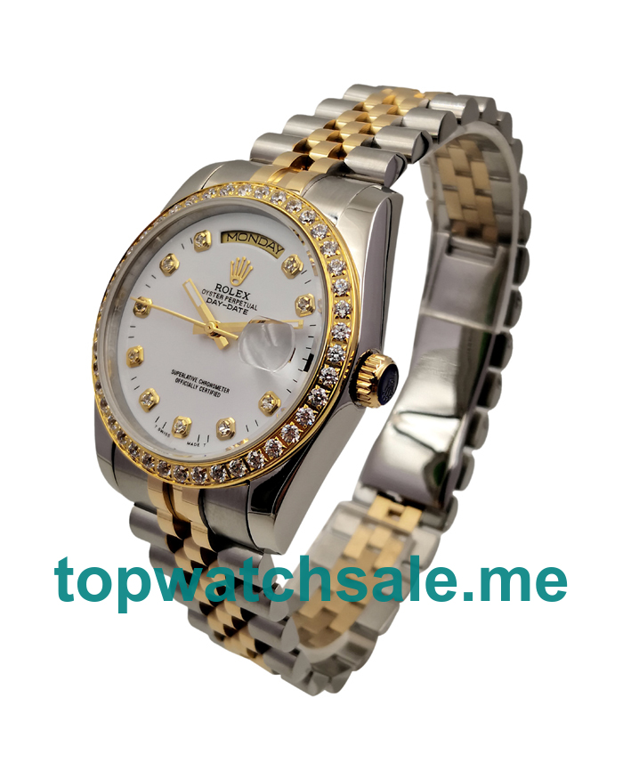 UK White Dials Steel And Gold Rolex Day-Date 18048 Replica Watches