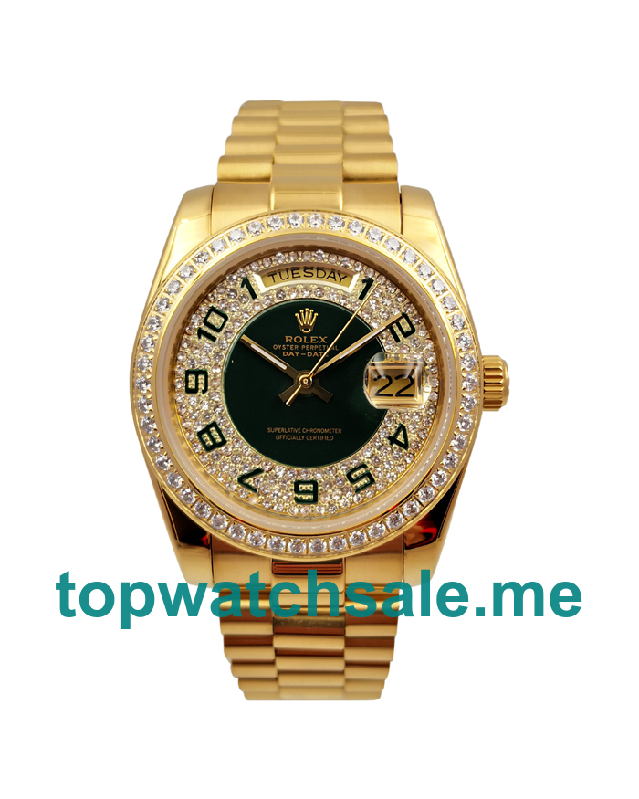 UK Green Dials Gold Rolex Day-Date 118348 Replica Watches