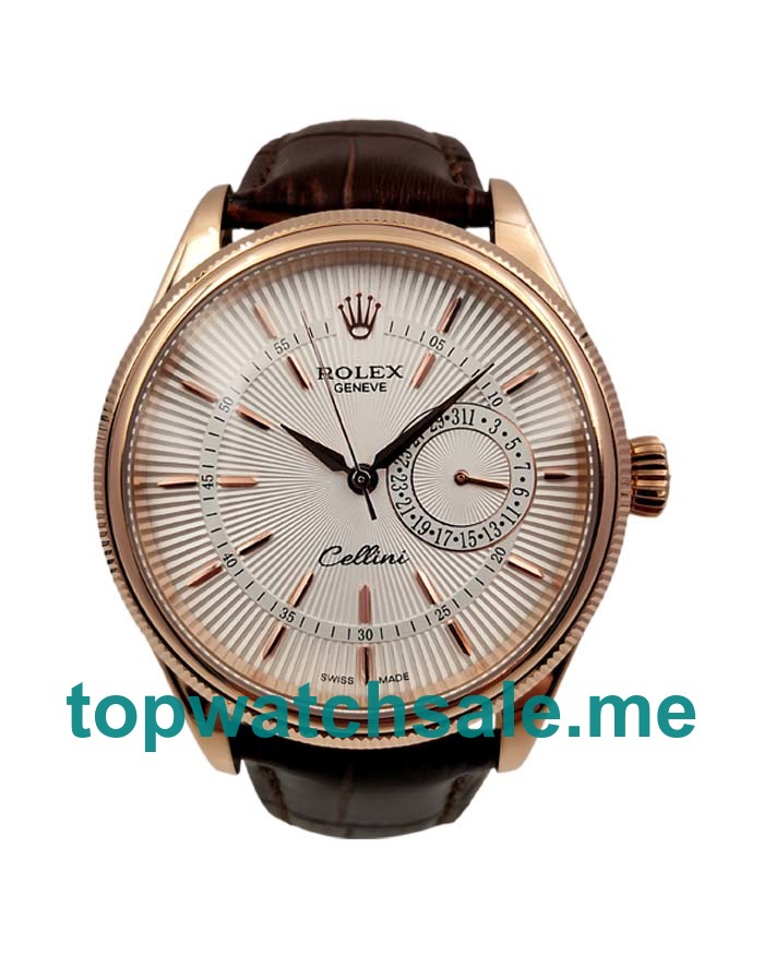 UK White Dials Rose Gold Rolex Cellini 50515 Replica Watches