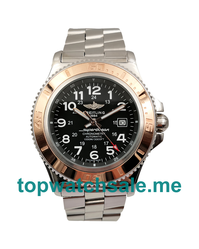 UK Black Dials Steel And Rose Gold Breitling Superocean A17392 Replica Watches