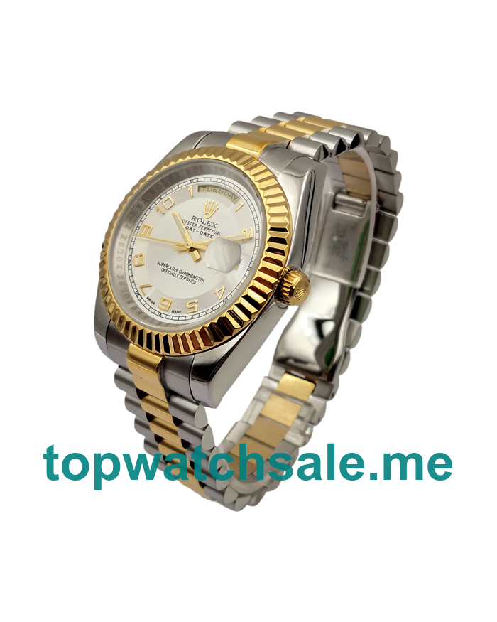 UK White Dials Gold And Steel Rolex Day-Date II 218238 Replica Watches