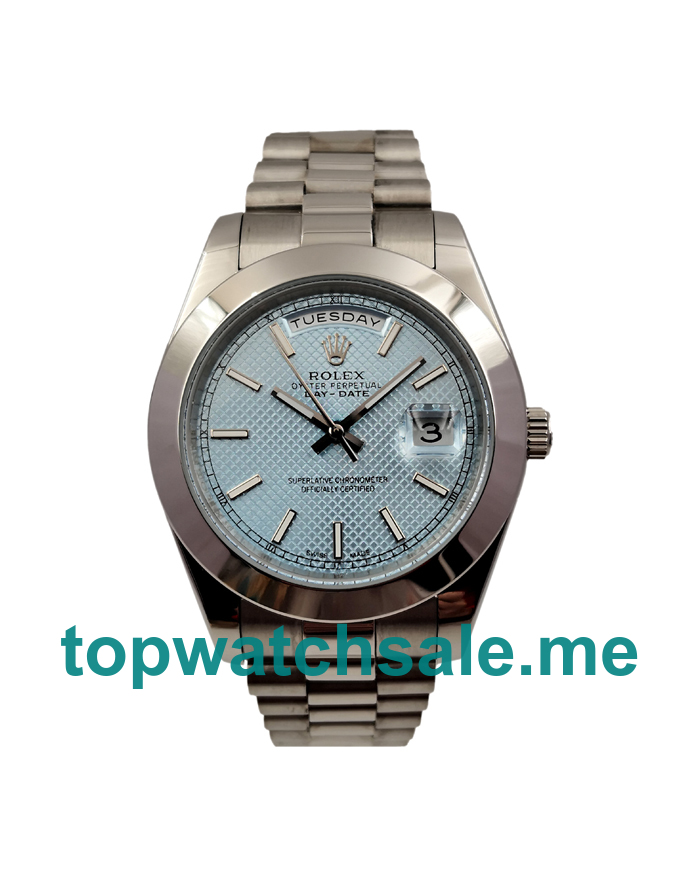 UK Light Blue Dials Steel Rolex Day-Date 228206 Replica Watches