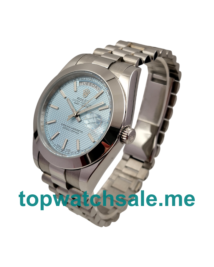 UK Light Blue Dials Steel Rolex Day-Date 228206 Replica Watches