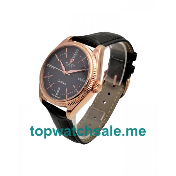 UK Black Dials Rose Gold Rolex Cellini 50505 Replica Watches