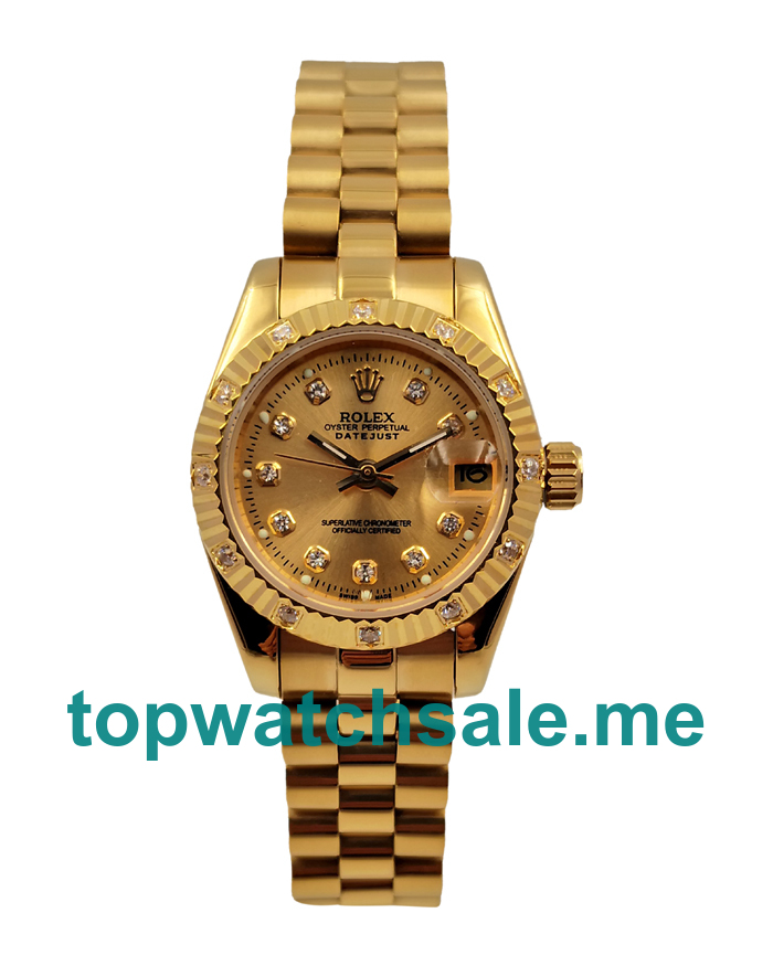 UK Champagne Dials Gold Rolex Lady-Datejust 179178 Replica Watches