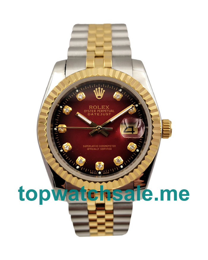 UK Red Dials Steel And Gold Rolex Datejust 16233 Replica Watches