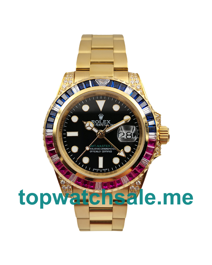 UK Black Dials Gold Rolex GMT-Master II 116758 Replica Watches