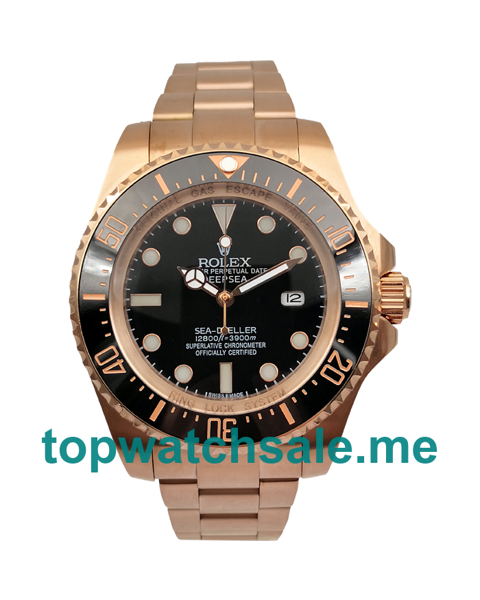 UK Black Dials Rose Gold Rolex Sea-Dweller Deepsea 126660 Replica Watches