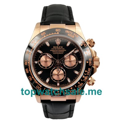 UK Black Dials Rose Gold Rolex Daytona 116515 Replica Watches