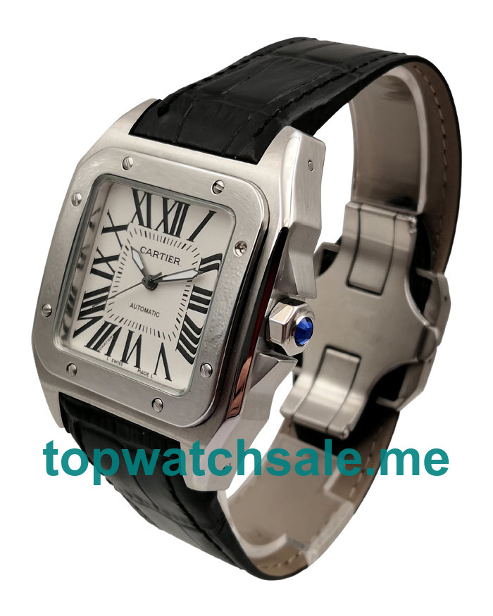 UK White Dials Steel Cartier Santos 100 W20106X8 Replica Watches