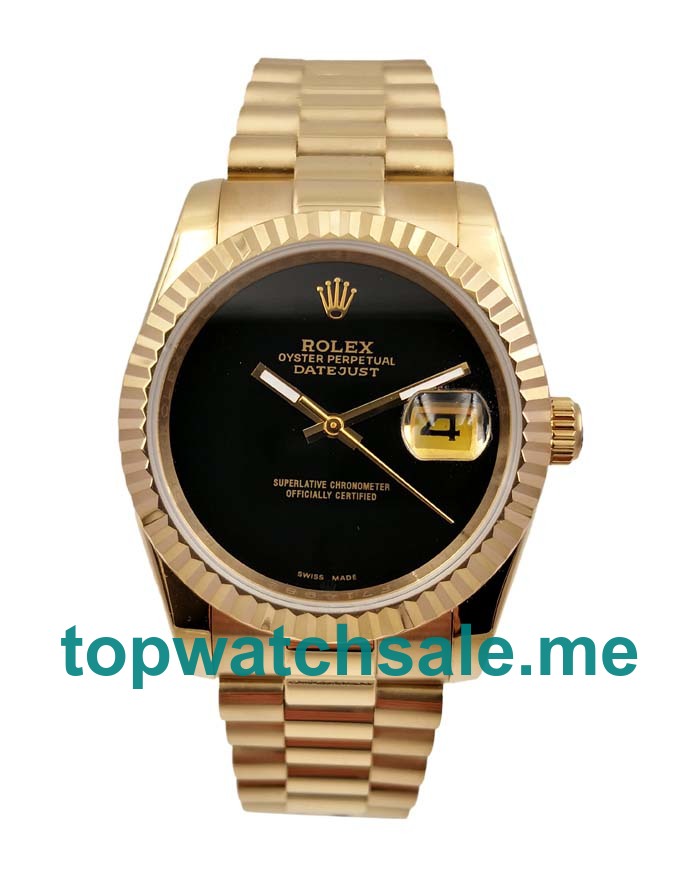 UK Black Dials Gold Rolex Datejust 16018 Replica Watches