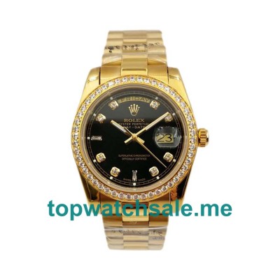 UK Black Dials Gold Rolex Day-Date 18038 Replica Watches